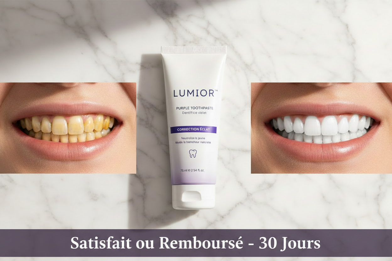 LUMIOR™ Violet Glow — Dentifrice Blanchissant Violet | Correction de Teinte | Résultat Dès J+1