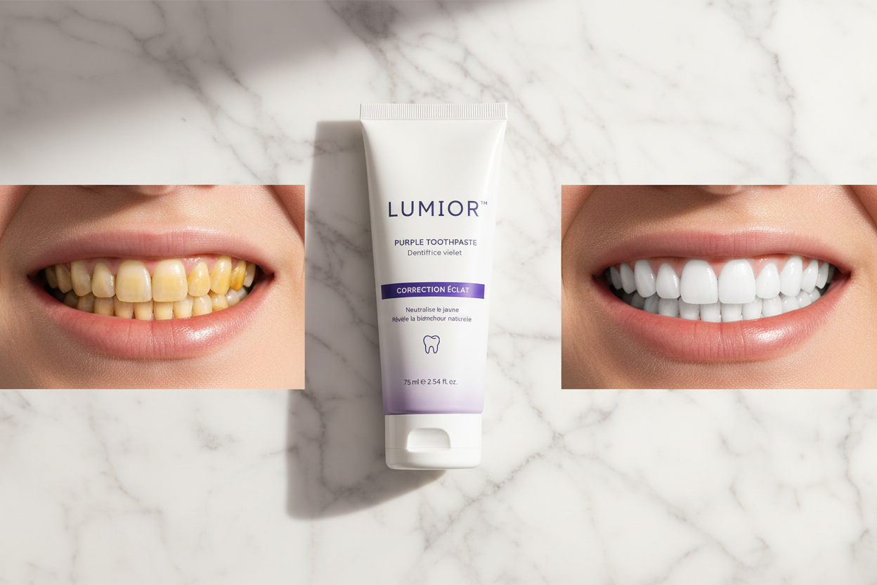 LUMIOR™ Violet Glow — Dentifrice Blanchissant Violet  | Correction de Teinte | Résultat Dès J+1