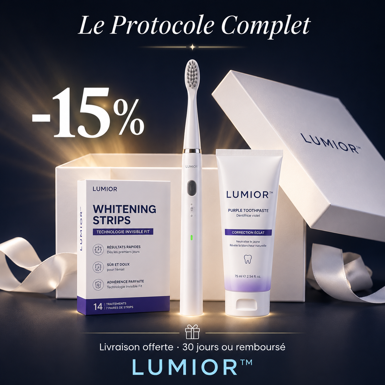 Le Trio Éclat LUMIOR™ Blanc — Routine Complète 3-en-1